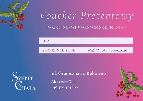 Voucher - Pakiet 3 Indywidualnych Sesji Pilates (3x 60min)